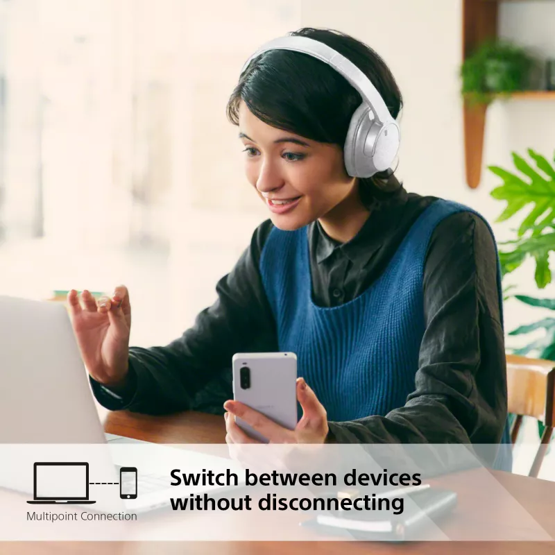 Headset Sony WH-CH720 com fio e sem fio arco de cabeça chamadas/música USB Type-C Bluetooth branco