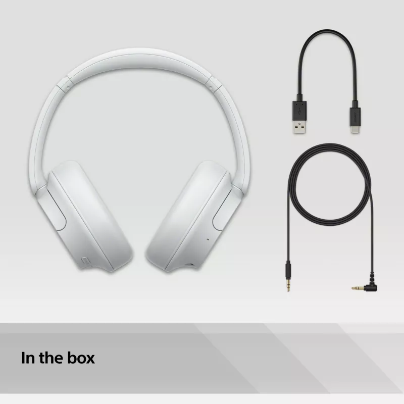 Headset Sony WH-CH720 com fio e sem fio arco de cabeça chamadas/música USB Type-C Bluetooth branco