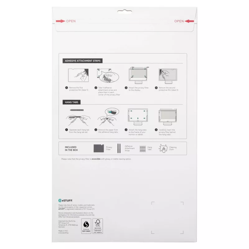 Filtro de privacidade sem moldura eSTUFF GLBB34808342 34 polegadas 21:9