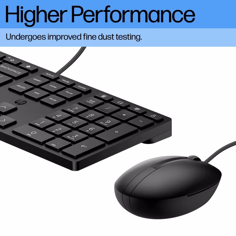 Conjunto de teclado e rato com fios HP 320MK – USB, teclado de membrana, preto