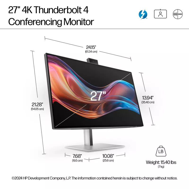 HP Series 7 Pro Monitor de conferência 27 polegadas 4K - 727pm