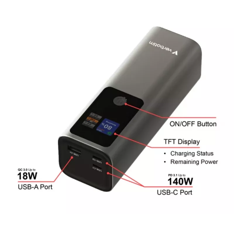 Bateria portátil Verbatim Charge 'n' Go power bank 27000mAh