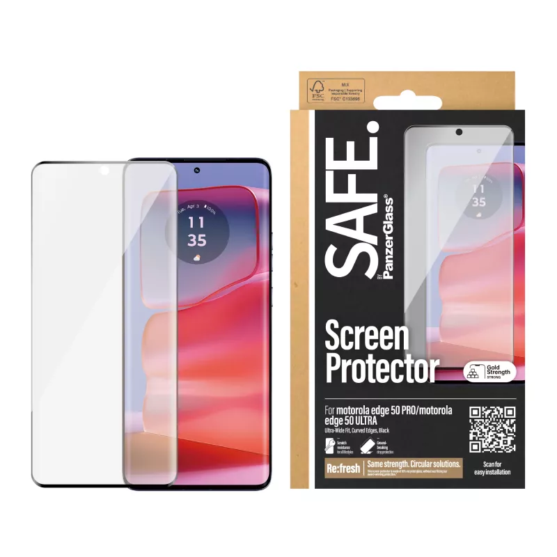 Película de proteção de ecrã PanzerGlass SAFE. by ® Motorola edge 50 Pro | Ultra | Ultra-Wide Fit