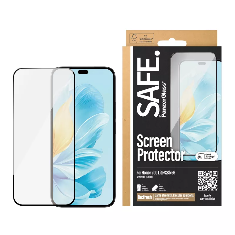 PanzerGlass SAFE. by ® proteção de ecrã Honor 200 Lite | X8b 5G | Ultra-Wide Fit