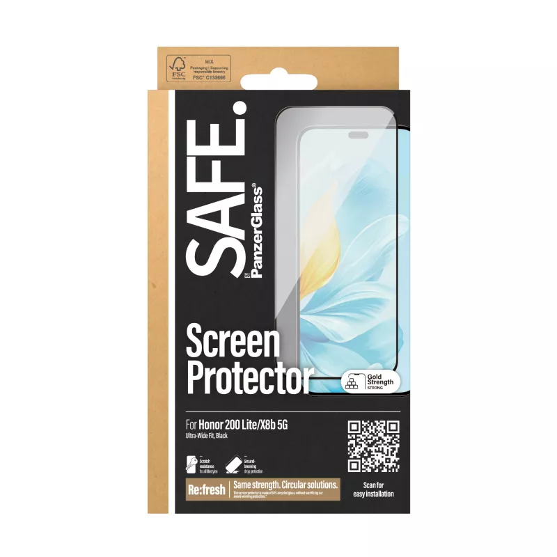 PanzerGlass SAFE. by ® proteção de ecrã Honor 200 Lite | X8b 5G | Ultra-Wide Fit