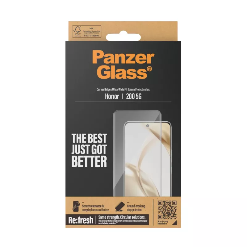 PanzerGlass película de proteção de ecrã Honor 200 5G Ultra-Wide Fit resistente a riscos e choques