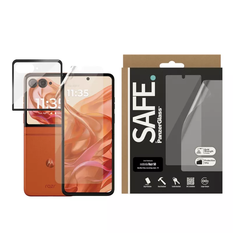 PanzerGlass SAFE. by ® proteção de ecrã Motorola Razr 60 | Razr 50 | vidro e película