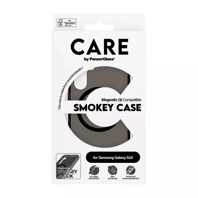 PanzerGlass CARE™ by ® Urban Combat Case Smokey com preto compatível com Qi Samsung Galaxy S24