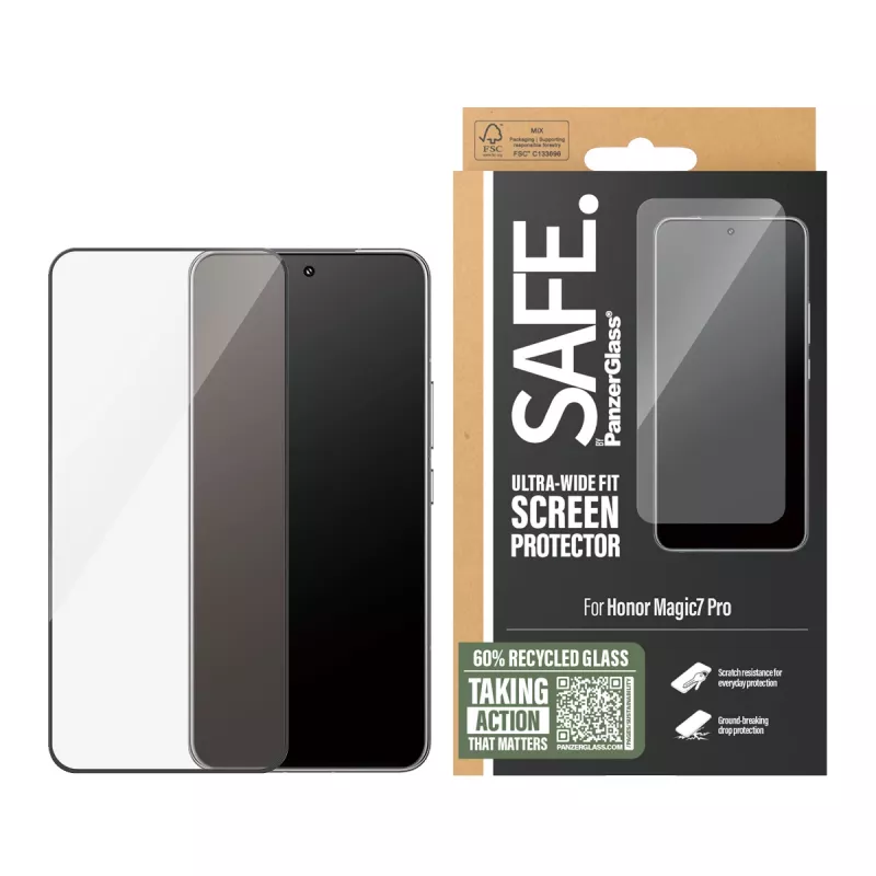 Proteção de ecrã PanzerGlass Honor Magic7 Pro Ultra-Wide Fit resistente a riscos e choques