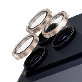 PanzerGlass® Hoops® proteção da lente da câmara glitter dourado iPhone 17 Pro | iPhone 17 Pro Max | iPhone 16 Pro | 16 Pro Max