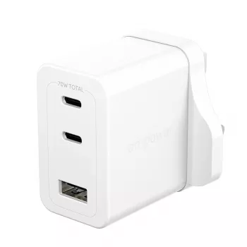 PanzerGlass empower™ by ® carregador múltiplo Turbo 70W incl. 2 x USB-C + USB-A | ficha UK | branco prateado