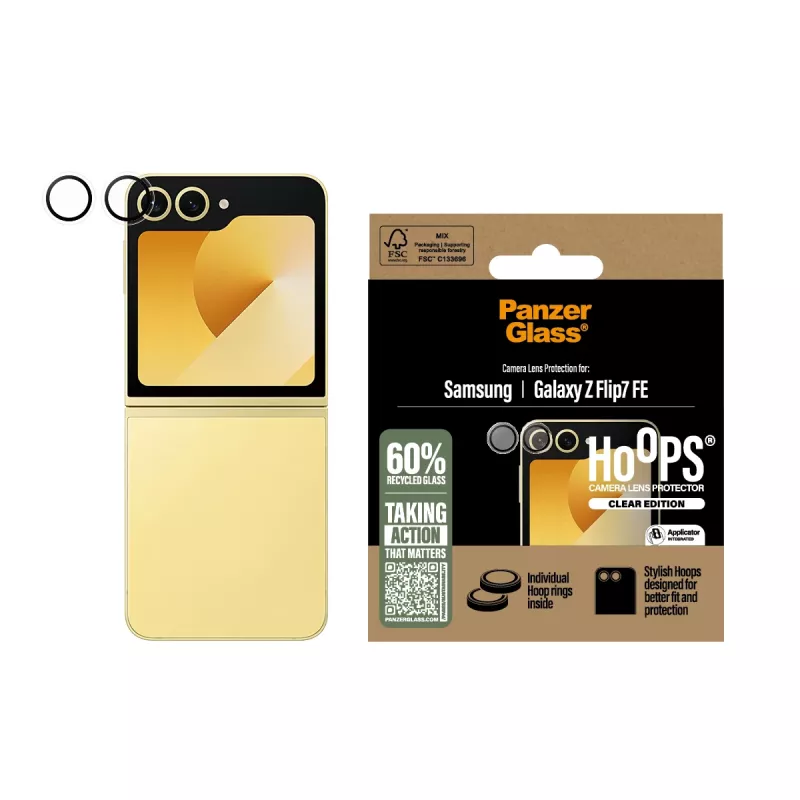 PanzerGlass® Hoops® proteção da lente da câmara transparente Samsung Galaxy Z Flip7 FE