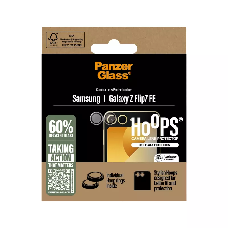 PanzerGlass® Hoops® proteção da lente da câmara transparente Samsung Galaxy Z Flip7 FE