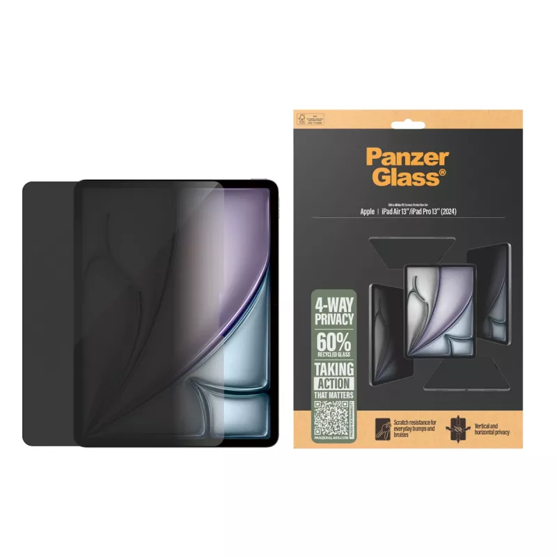 PanzerGlass ® proteção de ecrã de privacidade 4 vias iPad Air 13 polegadas (2024-2025) | iPad 13 polegadas Pro (2024-2025) | Ultra-Wide Fit