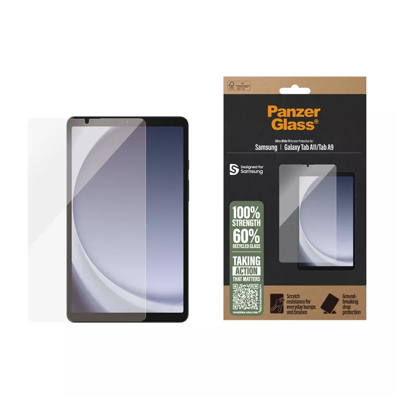 PanzerGlass® proteção de ecrã Samsung Galaxy Tab A11 | Tab A9 | Ultra-Wide Fit