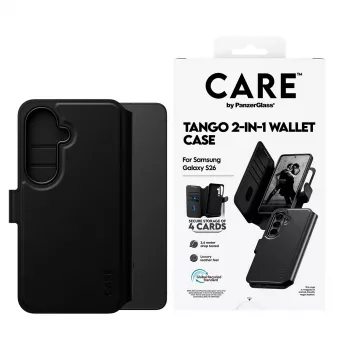 PanzerGlass CARE capa-carteira 2-em-1 com Qi para Samsung Galaxy S26, capa transparente
