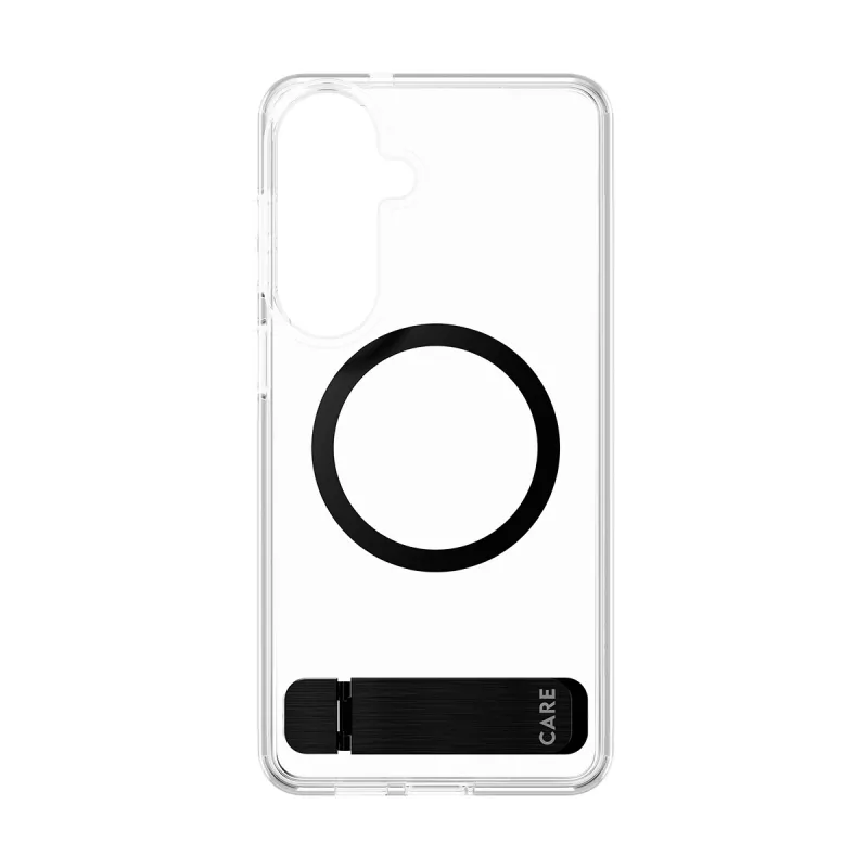 PanzerGlass CARE™ by ® capa transparente com kickstand preto e Qi Samsung Galaxy S26+