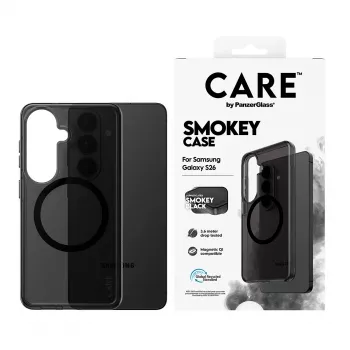 Capa de proteção PanzerGlass CARE™ Smokey Case com Qi preto para Samsung Galaxy S26