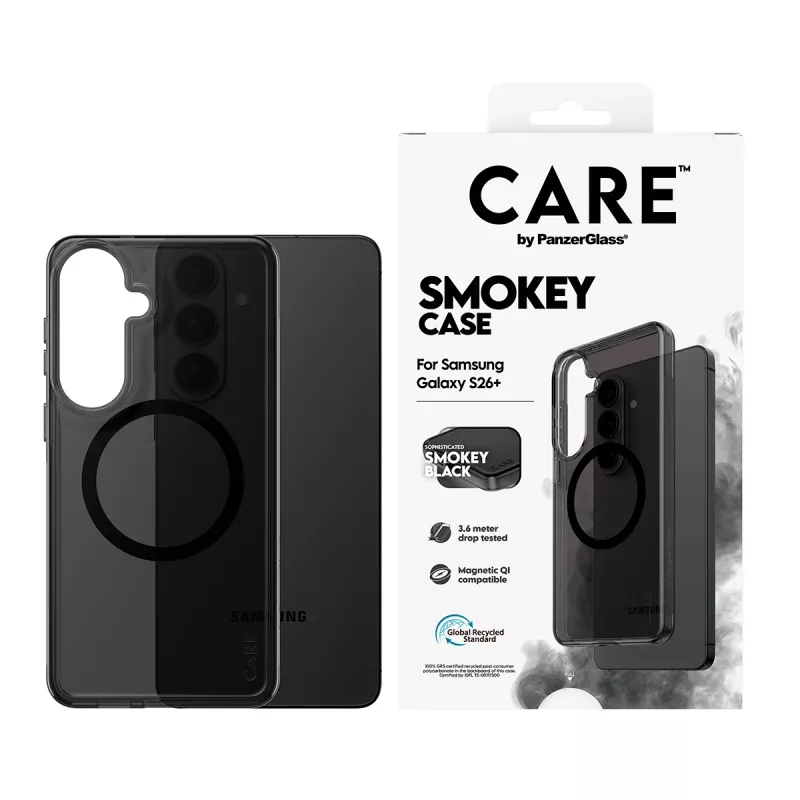 Capa PanzerGlass CARE™ by ® Urban Explorer Case Smokey com Qi preto Samsung Galaxy S26+