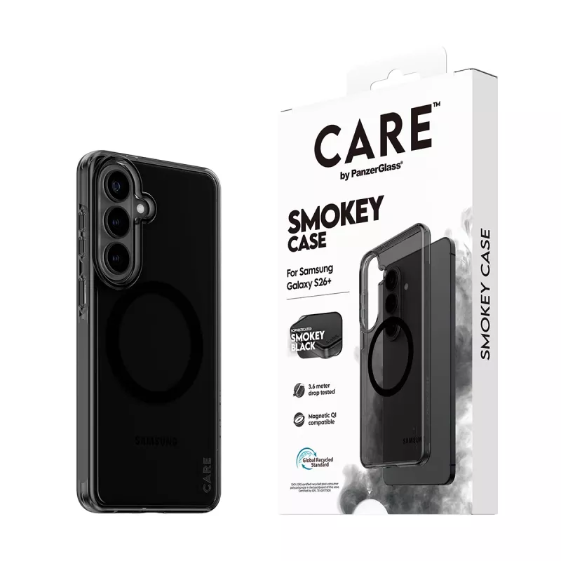 Capa PanzerGlass CARE™ by ® Urban Explorer Case Smokey com Qi preto Samsung Galaxy S26+