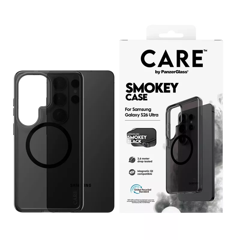 Capa de proteção PanzerGlass CARE Urban Explorer Case Smokey com Qi preto para Samsung Galaxy S26 Ultra