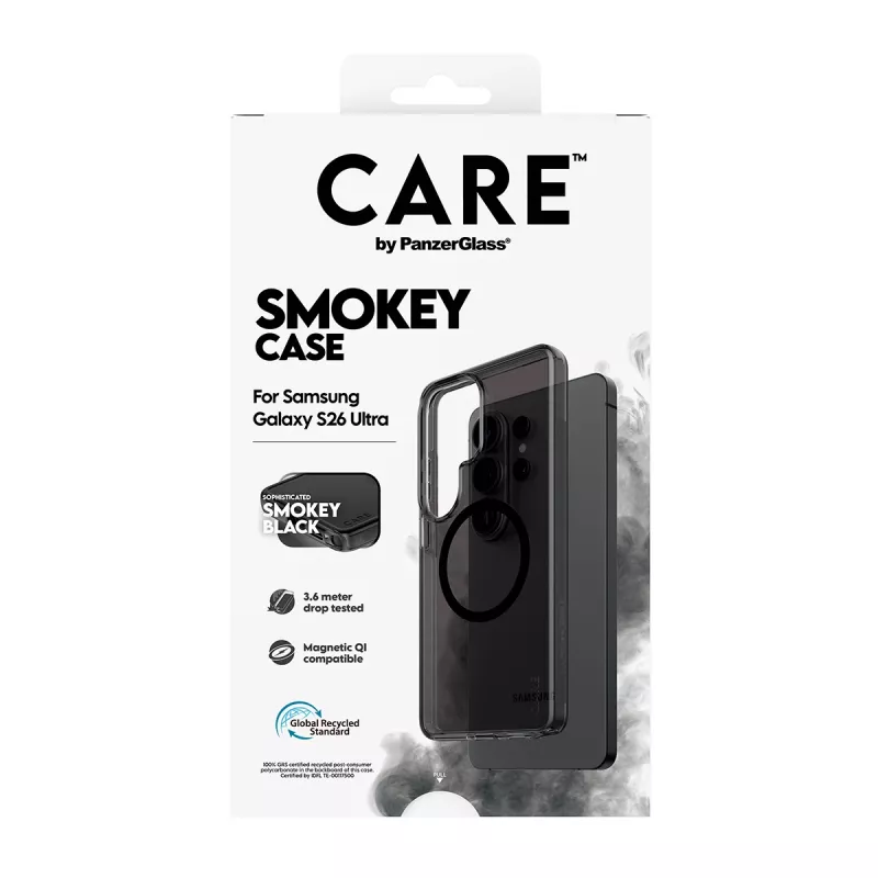 Capa de proteção PanzerGlass CARE Urban Explorer Case Smokey com Qi preto para Samsung Galaxy S26 Ultra