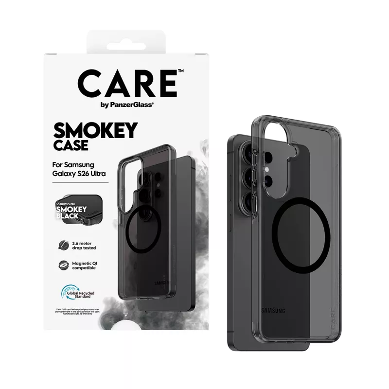 Capa de proteção PanzerGlass CARE Urban Explorer Case Smokey com Qi preto para Samsung Galaxy S26 Ultra