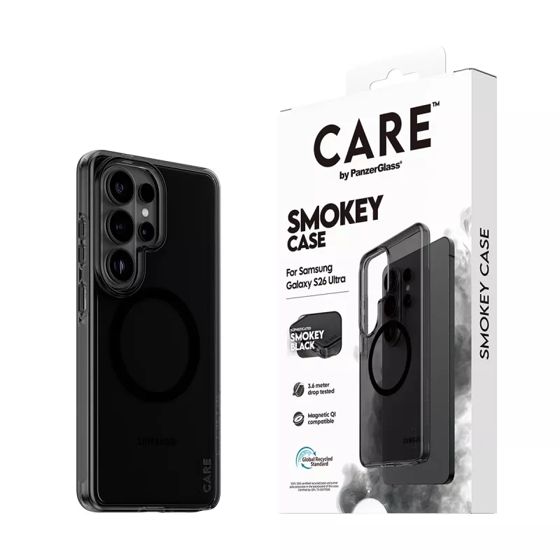 Capa de proteção PanzerGlass CARE Urban Explorer Case Smokey com Qi preto para Samsung Galaxy S26 Ultra