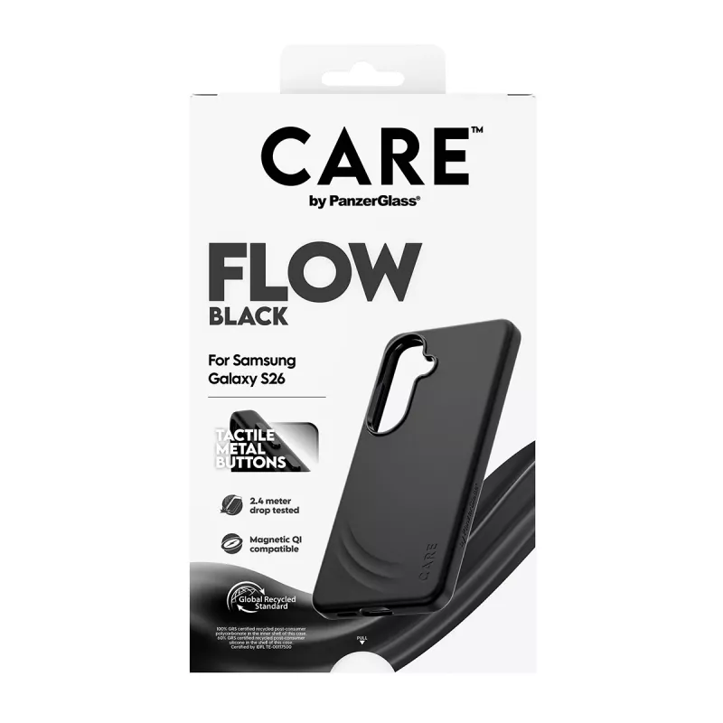 Capa PanzerGlass CARE™ by ® Flow Case preta c. Qi Samsung Galaxy S26