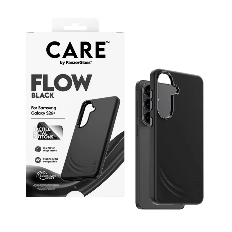 Capa PanzerGlass CARE™ by ® Flow Case preta com Qi Samsung Galaxy S26+
