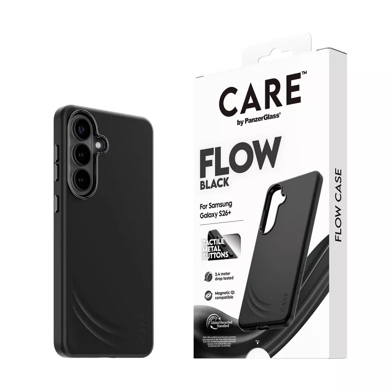 Capa PanzerGlass CARE™ by ® Flow Case preta com Qi Samsung Galaxy S26+
