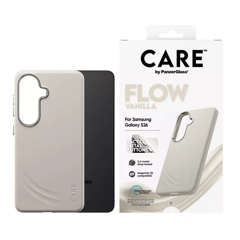 Capa PanzerGlass CARE™ by ® Flow Case Vanilla c. Qi Samsung Galaxy S26