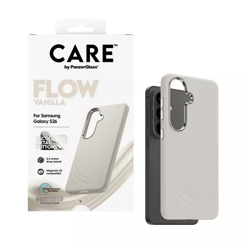 Capa PanzerGlass CARE™ by ® Flow Case Vanilla c. Qi Samsung Galaxy S26