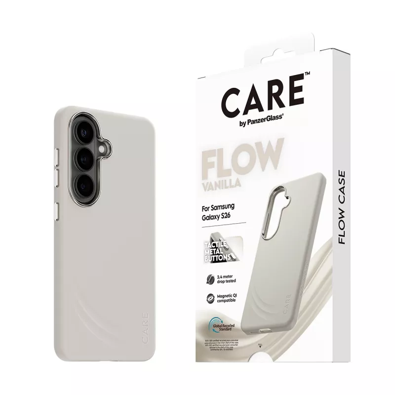 Capa PanzerGlass CARE™ by ® Flow Case Vanilla c. Qi Samsung Galaxy S26