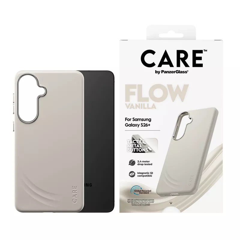 Capa PanzerGlass CARE™ by ® Flow Case Vanilla com Qi Samsung Galaxy S26+