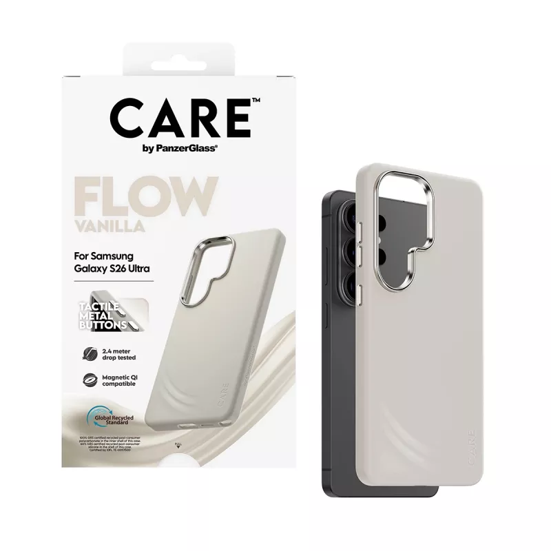 Capa PanzerGlass CARE™ by ® Flow Case Vanilla c. Qi Samsung Galaxy S26 Ultra