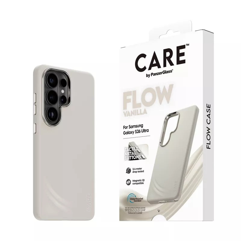 Capa PanzerGlass CARE™ by ® Flow Case Vanilla c. Qi Samsung Galaxy S26 Ultra
