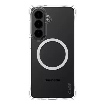 Capa PanzerGlass CARE™ by ® Samba transparente c. Qi branco Samsung Galaxy S26+