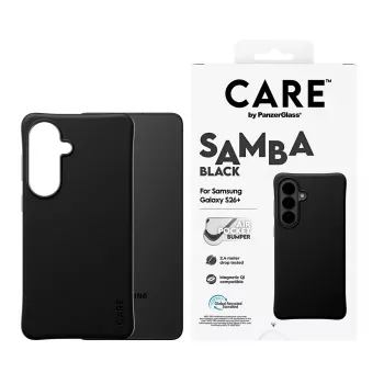 Capa PanzerGlass CARE™ by ® Samba preta c. Qi Samsung Galaxy S26+