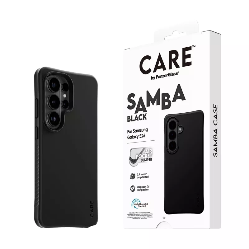 Capa PanzerGlass CARE™ by ® Samba preta c. Qi Samsung Galaxy S26 Ultra