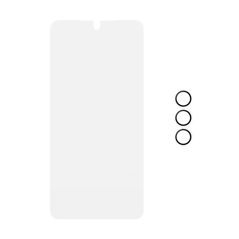 Conjunto de proteção de ecrã PanzerGlass para Samsung Galaxy S26 — Hoops 2-in-1 Ultra-Wide Fit, vidro temperado + camadas de PET/silicone