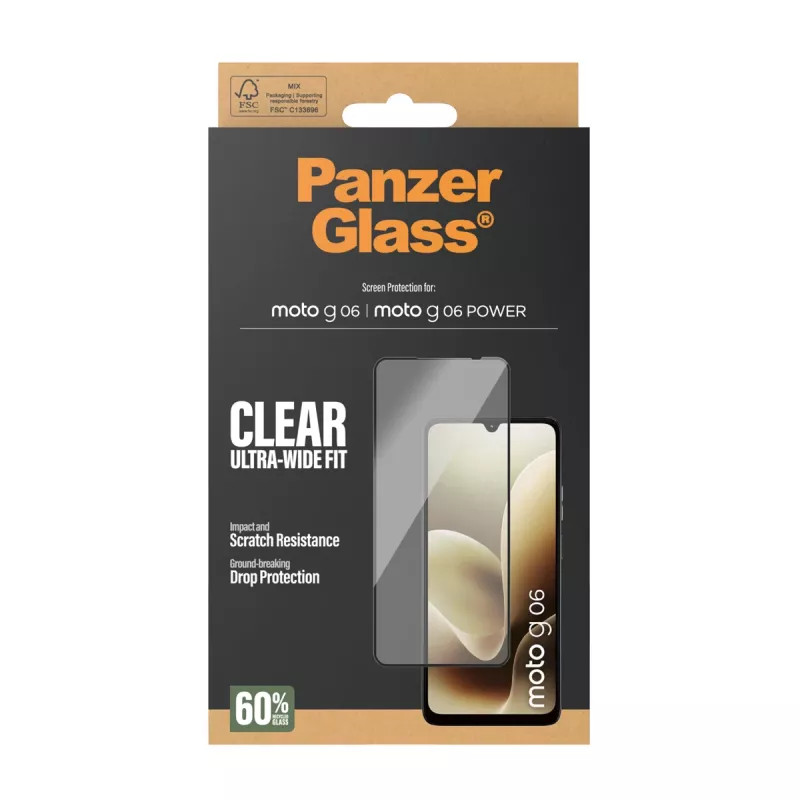 Película de proteção de ecrã PanzerGlass® Motorola Moto G06 | Moto G06 POWER | Ultra-Wide Fit