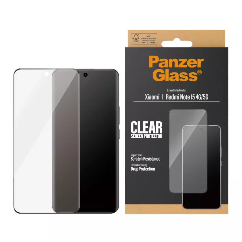 Proteção de ecrã PanzerGlass® Xiaomi Redmi Note 15 4G | 5G | Ultra-Wide Fit