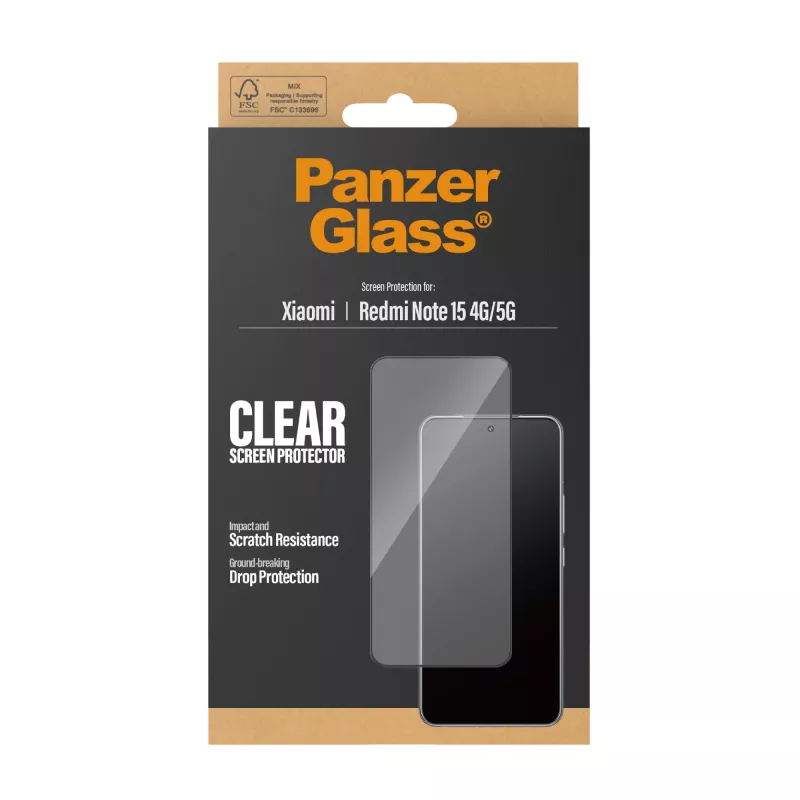 Proteção de ecrã PanzerGlass® Xiaomi Redmi Note 15 4G | 5G | Ultra-Wide Fit