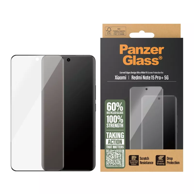 Proteção de ecrã PanzerGlass® Xiaomi Redmi Note 15 Pro+ 5G | Ultra-Wide Fit