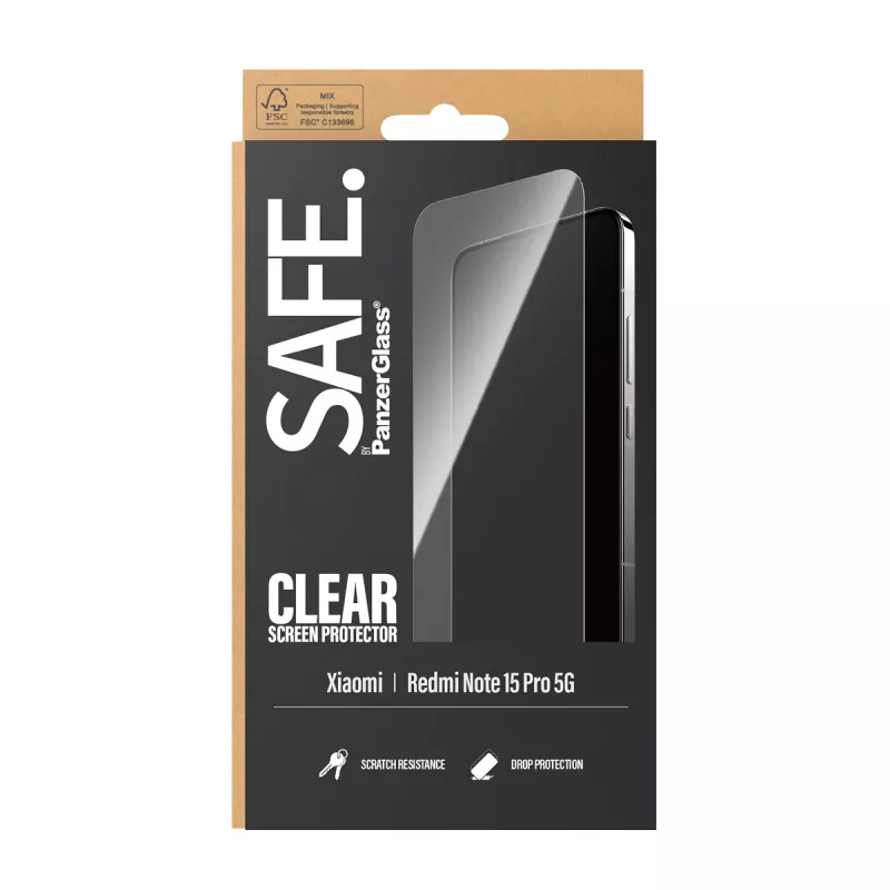 Proteção de ecrã PanzerGlass SAFE. by ® Xiaomi Redmi Note 15 Pro 5G | Ultra-Wide Fit