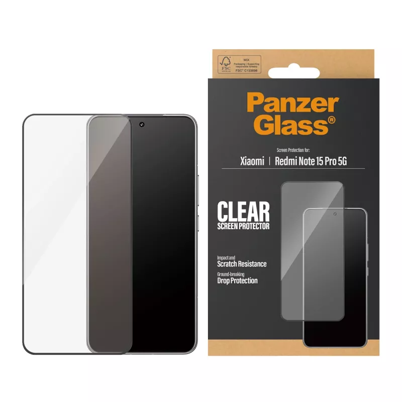 Proteção de ecrã PanzerGlass ® Xiaomi Redmi Note 15 Pro 5G | Ultra-Wide Fit