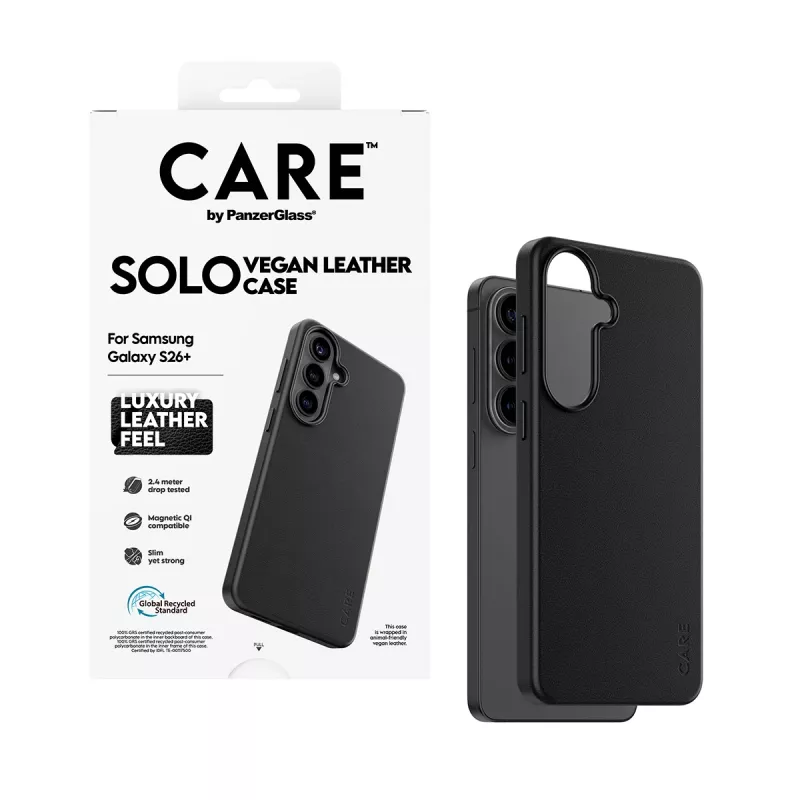 Capa de proteção PanzerGlass CARE Solo Case para Samsung Galaxy S26+ – preta, compatível com Galaxy S26+