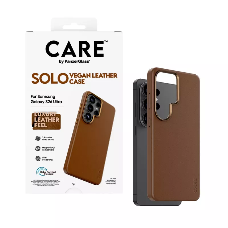 Capa PanzerGlass CARE™ by ® Solo castanha com Qi Samsung Galaxy S26 Ultra