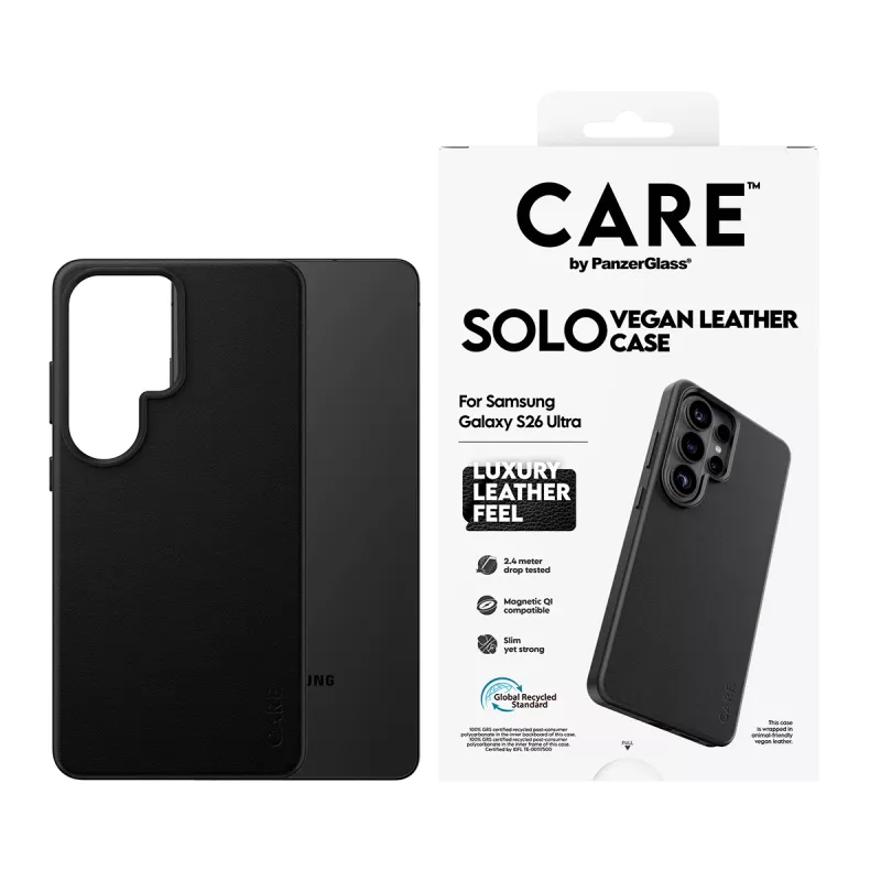 Capa PanzerGlass CARE Solo para Samsung Galaxy S26 Ultra, preta, compatível com Qi